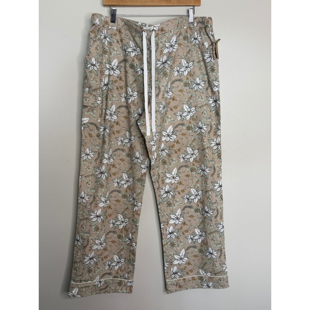 Duluth Trading Co Flannel Cargo Pajama Pants XL Tan Floral Cargo Cotton Sleep